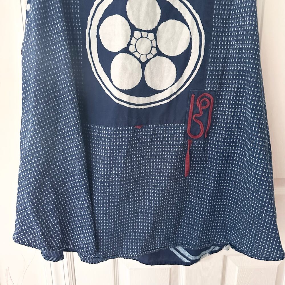 Mao Mom Thailand Artsy Abstract Lagenlook Blue Button Down Collared Swing Top OS - Picture 10 of 10